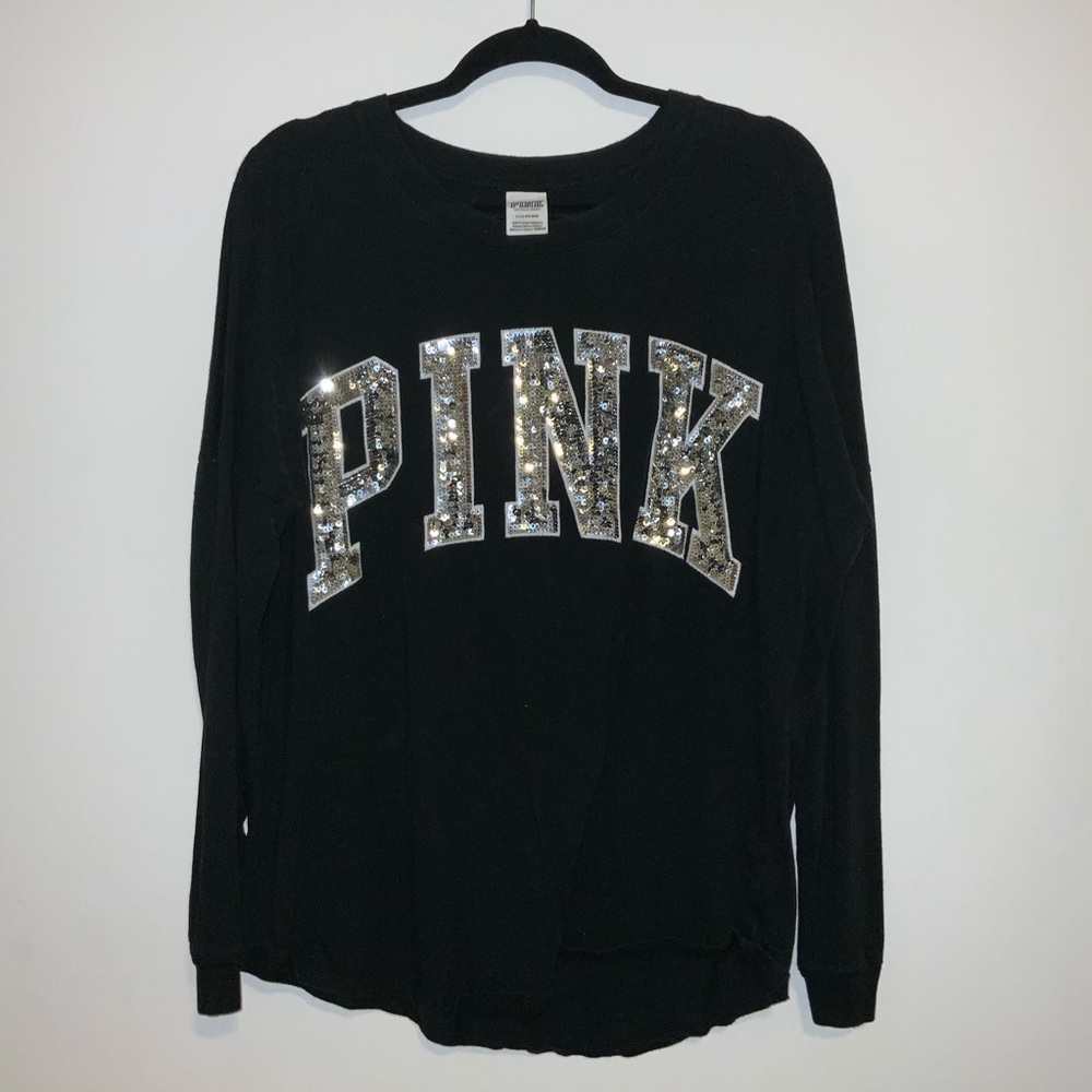 PINK Victoria’s Secret Black Long Sleeve Shirt Size Large